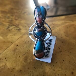 Spiny Turquoise Sterling Silver Ring Size 8